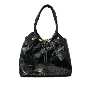 Relic Brand Hobo Black Bag Faux Patent Shiny‎ Crocodile Leather Shoulder Purse